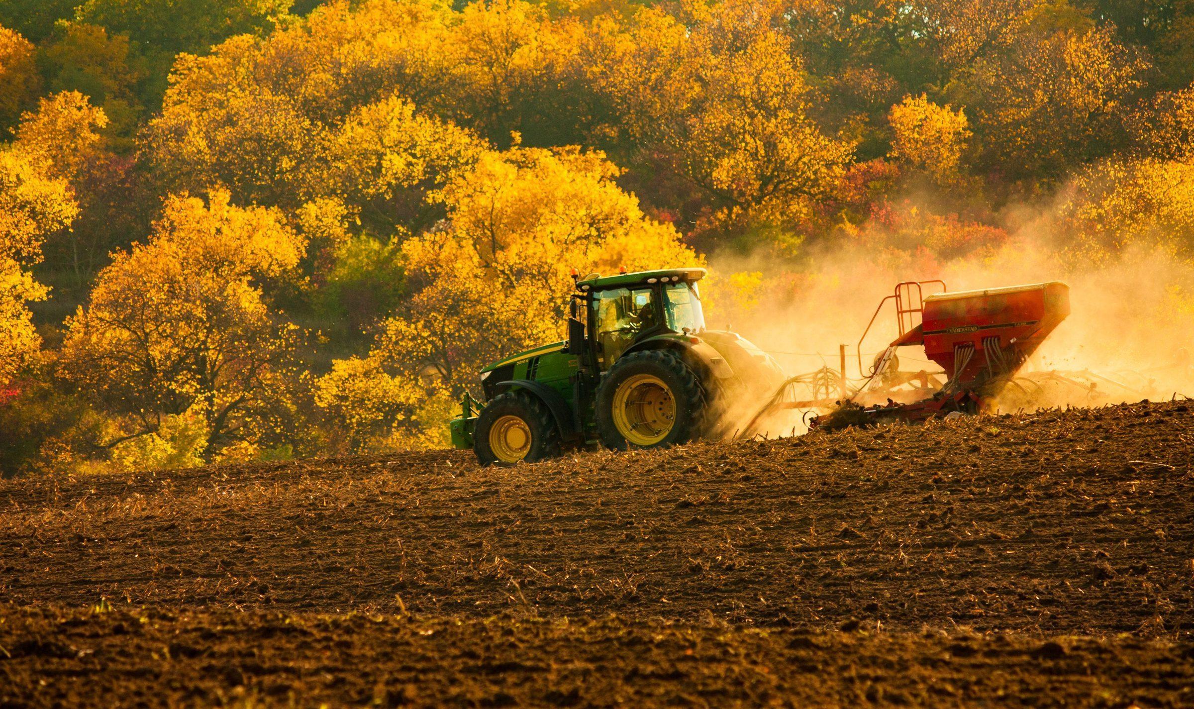 Tractor at work in the field