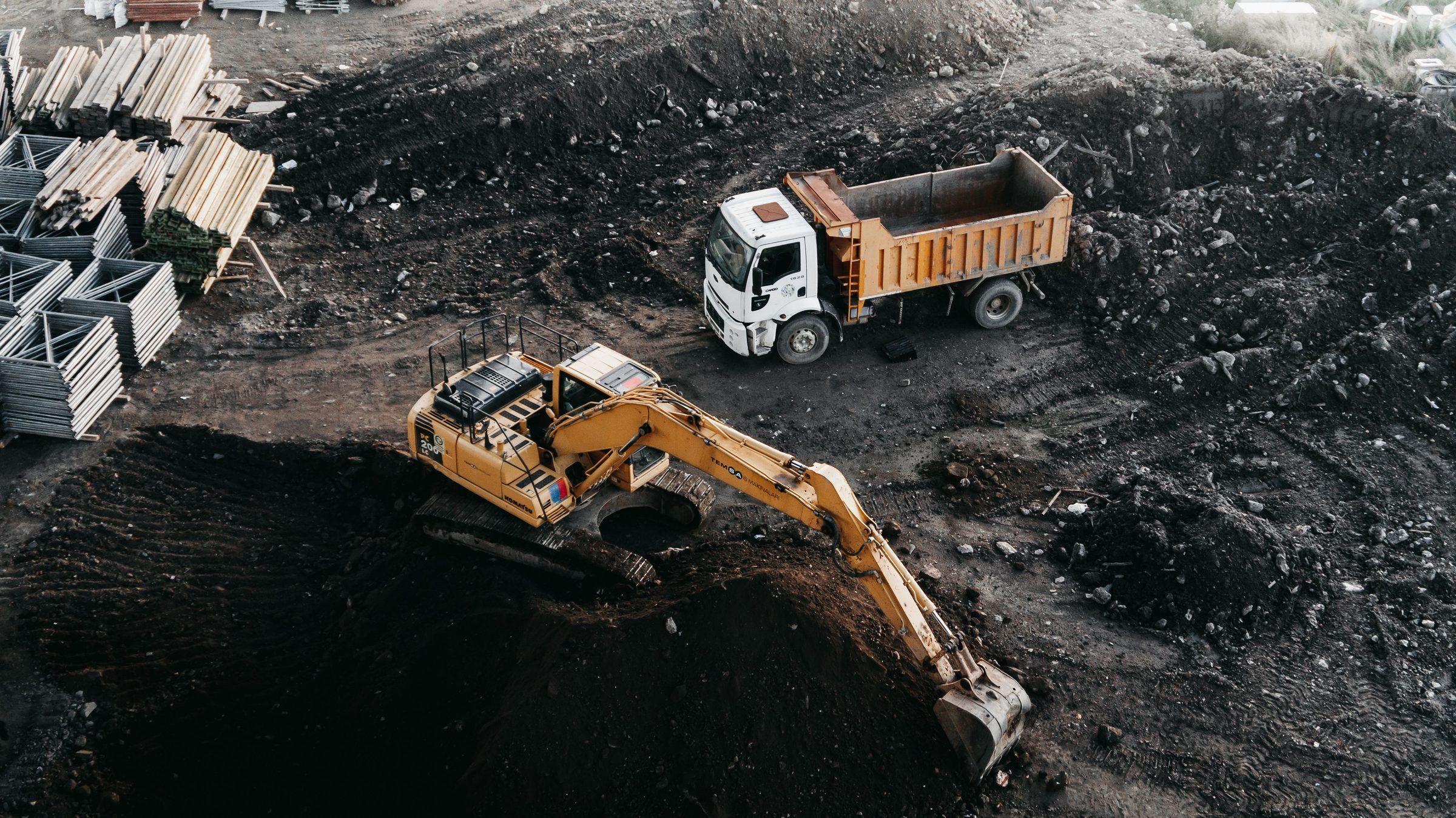 Excavator at work on a construction site