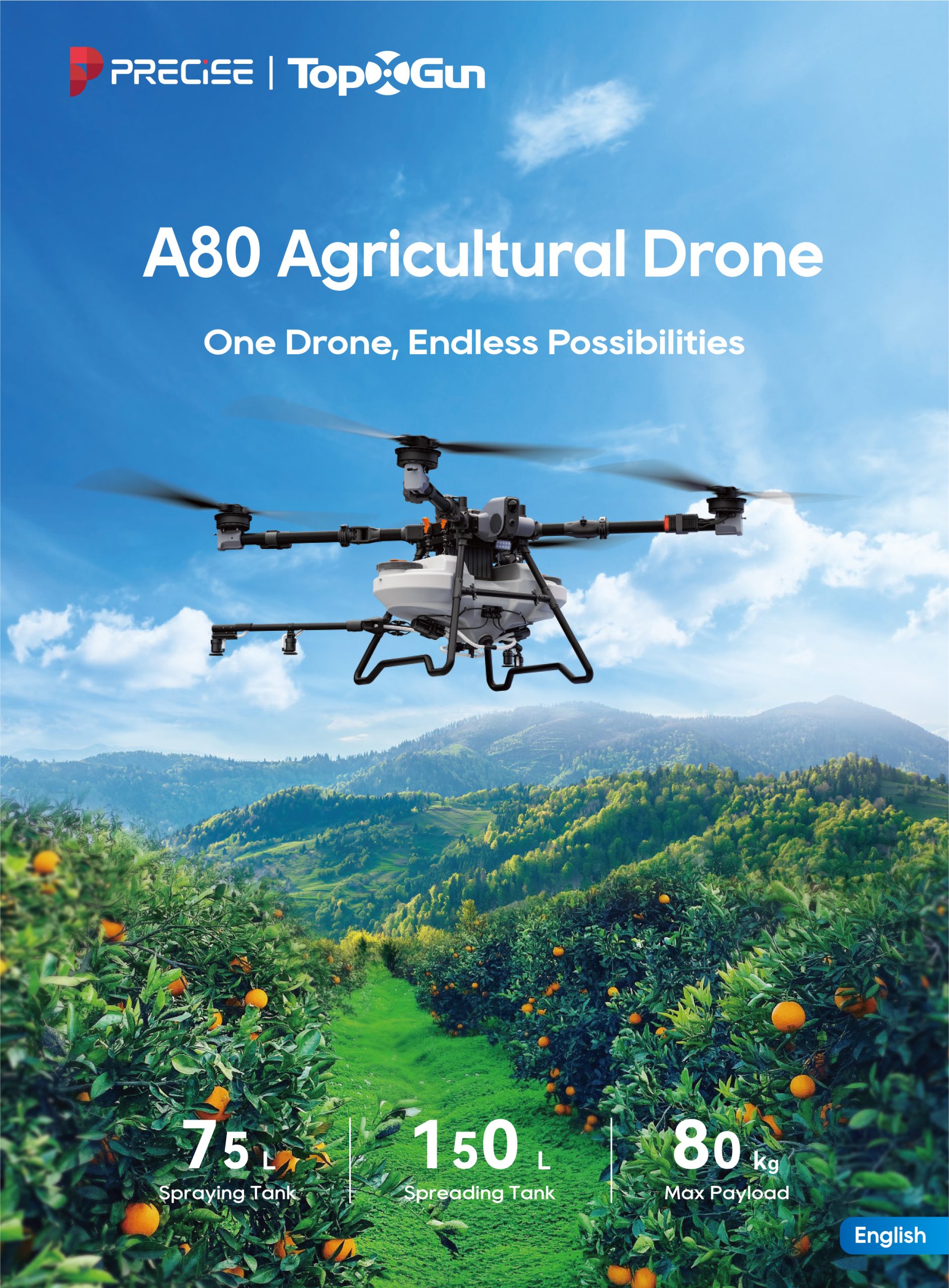 PRECISE A80 Agricultural Drone scaled