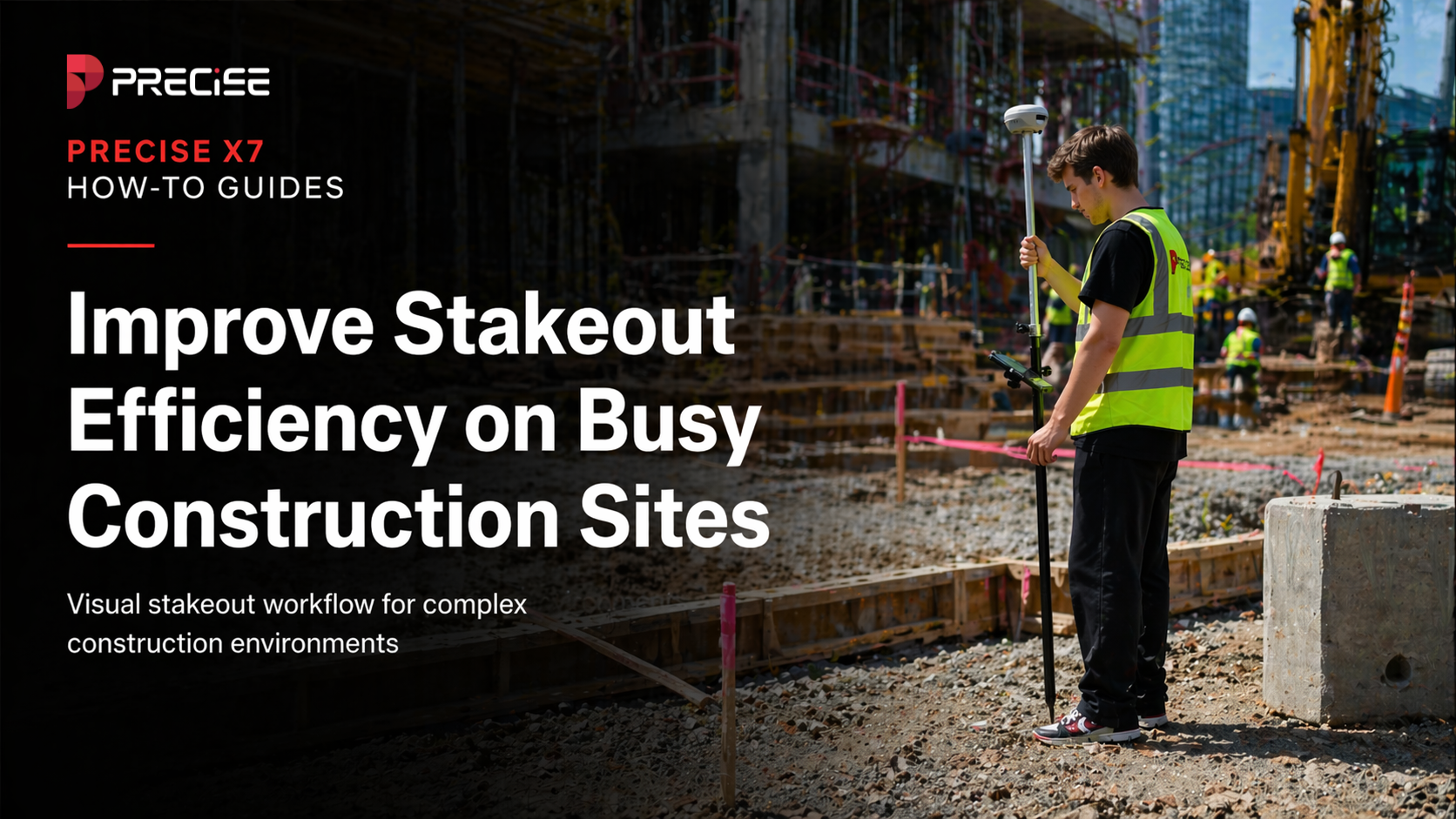 PRECISE X7 surveyor improving stakeout efficiency on busy construction sites