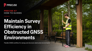 PRECISE X7 surveyor maintaining survey efficiency in obstructed GNSS environments