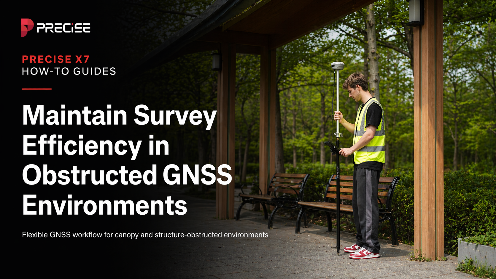 PRECISE X7 surveyor maintaining survey efficiency in obstructed GNSS environments